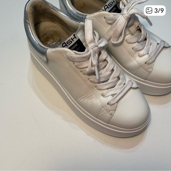 Ash White and Silver Platform Sneakers Size 9 (39) SB-1 - Picture 3 of 9